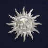 Sun Brooch, Silver Metal, 68 mm +/-, Magnetic Backing