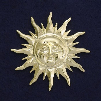 Brooch Sun gold-tone metal 68mm± on magnet
