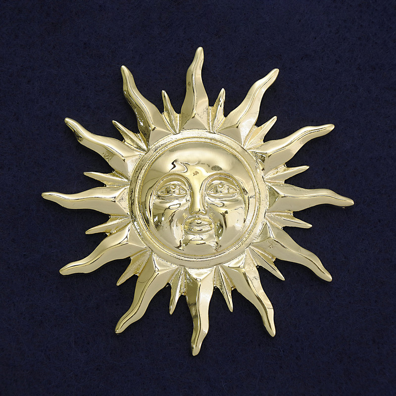 Brooch Sun gold-tone metal 68mm± on magnet