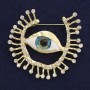 Brooch 'All-Seeing Eye' with white rhinestones on gold-tone metal 55x57mm+