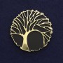 Brooch 'Tree' in black matte and gold-tone metal, diameter approx. 40 mm, magnetic backing
