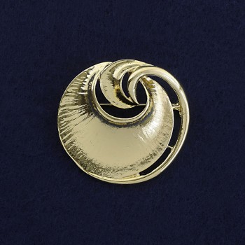 Accent Brooch in Golden Metal, diameter 40mm+