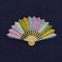Brooch Fan-shaped with Multicolored Enamel on Golden Metal 54x33 mm+