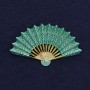 Brooch 'Fan' green enamel and gold-tone metal 54×33 mm+