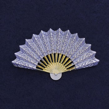 Brooch Fan Lilac Enamel Gold-Tone Metal 54x33mm+