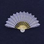 Brooch Fan Lilac Enamel Gold-Tone Metal 54x33mm+