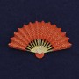 Brooch Fan orange enamel gold-tone metal 54x33mm+