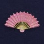 Brooch 'Fan' pink enamel on gold-tone metal 54x33mm+