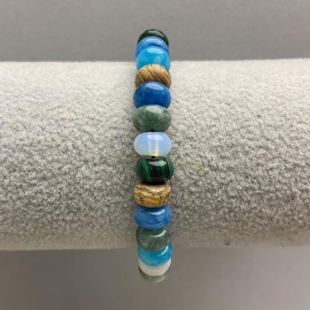 Bracelet 'Assorted Rondel' 8x5mm, length 18 cm (stretch)