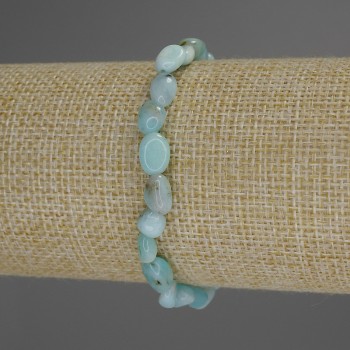 Larimar bracelet, faceted, 8x6 mm diameter, 18 mm length, stretch