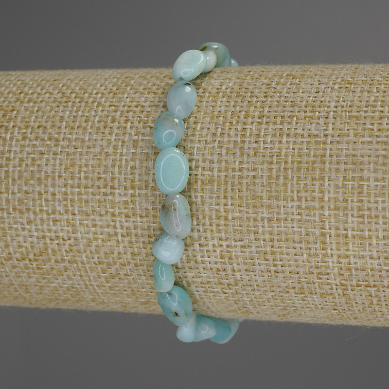 Larimar bracelet, faceted, 8x6 mm diameter, 18 mm length, stretch