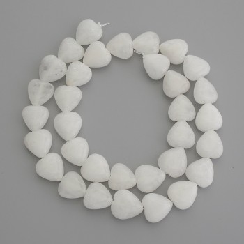 Heart-shaped White Quartz Beads 12×12mm on thread, length 39cm