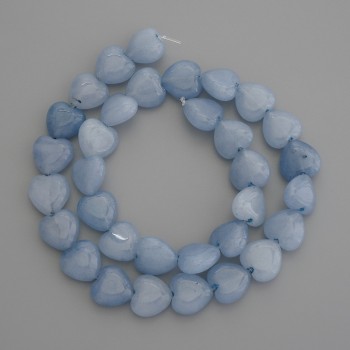 Heart-shaped Aquamarine Beads, 12x12 mm diameter, 38 cm length on thread