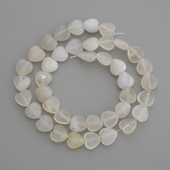 Agate Beads, Natural Stone, Heart-Shaped, Diameter 10x10 mm ± on thread, Length 38 cm+