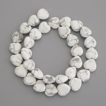 Kaholong Heart Beads, Natural Stone, 12×12 mm, on Thread, 39 cm Length+