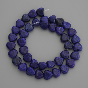 Lapis Lazuli Heart Beads 10x10 mm ± on a thread, length 38 cm+