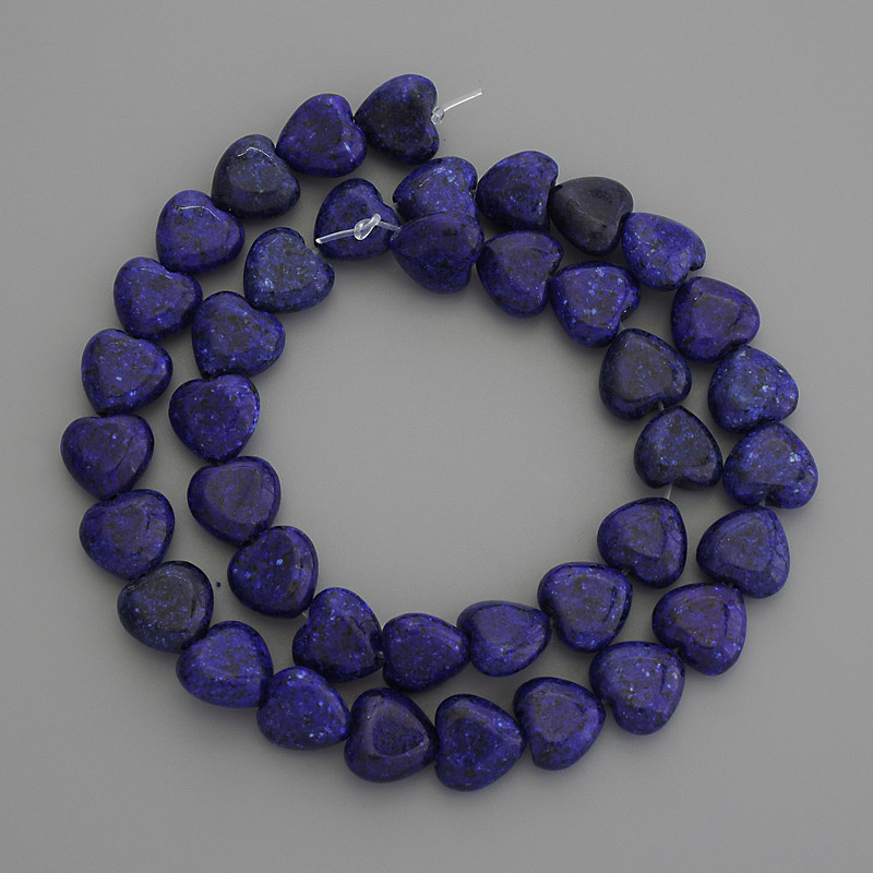 Lapis Lazuli Heart Beads 10x10 mm ± on a thread, length 38 cm+