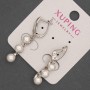 Xuping rhodium-plated earrings with a Majorca pearl, diameter of 6 mm and white crystals, length of 37 mm +