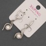 Xuping rhodium earrings with pearl, 8 mm diameter and white rhinestones, length 36 mm +