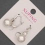 Xuping Rhodium-Plated Earrings with Pearl, 10 mm Diameter and White Crystals, 23 mm Length +