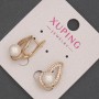 Xuping Earrings with White Crystals and Mallorca Bead, 7 mm Diameter ±, 18 mm Length ±, 18K Gold Plating