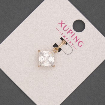 Pendant Xuping with White Crystal, 12 mm diameter, 20 mm length, 18K plating