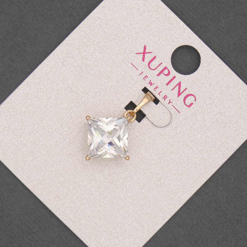 Xuping Pendant with White Crystal, 14 mm Diameter, 21 mm Length, 18K Gold Plating