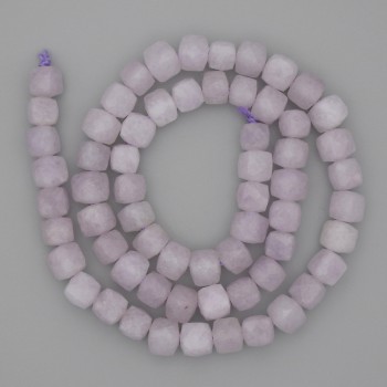 Kunzite Beads on Thread, Faceted Cubes, 7x7 mm, 39 cm Length +/-