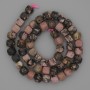 Rhodonite beads on a cord, faceted cube, diameter 7x7 mm, length 39 cm