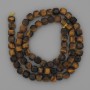 Tiger's Eye Beads, Faceted Cubes 5x5 mm, On Thread, Length About 39 cm