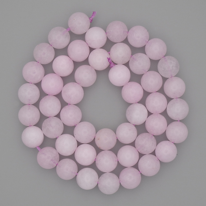 Kunzite Beads, Smooth Ball, 8mm Diameter, On Thread, 38 cm Length