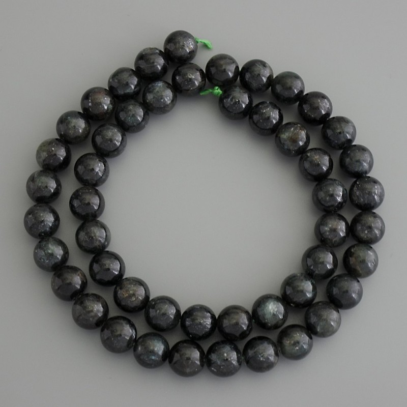 Emerald Fuchsite (Muscovite) Smooth Beads, 8 mm Diameter ± on a String, Length 39 cm ±