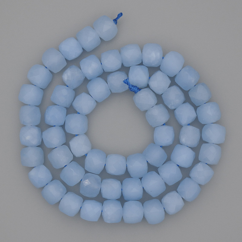 Aquamarine Beads, Faceted Cube, 7×7 mm, 39 cm Thread Length