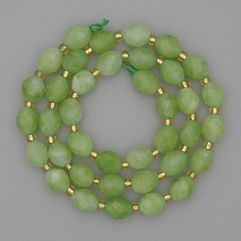 Beads from natural stone Chrysoprase and Olivine, faceted beads, diameter 8x6 mm ±, seed beads 3 mm ±, length 37 cm ±