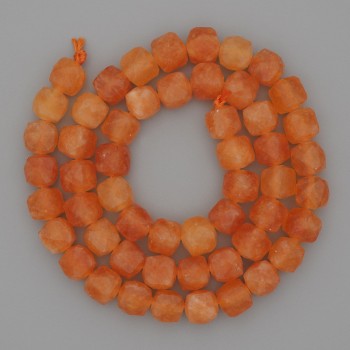 Mashan Jade Beads Faceted Cube, natural stone 7×7 mm diameter, 37 cm length