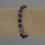 Sodalite Bracelet with Faceted Grain Beads, 8x6 mm, with 3 mm seed beads, 18 cm length (stretch)