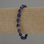 Bracelet with faceted lazurite beads, 8×6 mm diameter ± with 3 mm seed beads ±, 18 cm length, stretch