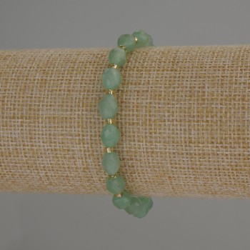 Bracelet Jade Faceted Grain, 8×6 mm diameter ± with 3 mm seed beads ±, length 18 cm stretch