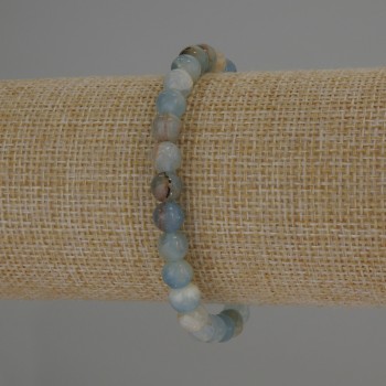 Blue Calcite Bracelet with Smooth Beads, 6mm Diameter, 18mm Length, Stretch