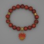Bracelet with red jasper smooth beads, 10 mm diameter +/-, with metal inserts, length 18 mm +/- stretch