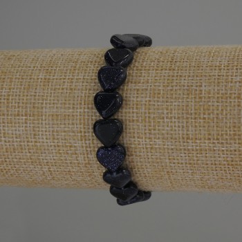 Aventurine Bracelet 'Night of Cairo' Heart-shaped, 10x10 mm, 18 cm stretch