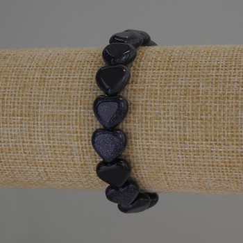 Aventurine Bracelet 'Night of Cairo' Heart, diameter 12x12 mm, length 18 cm stretch