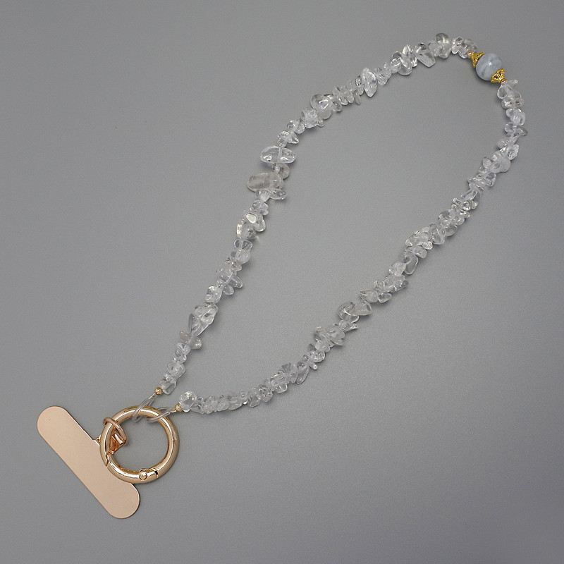 Phone Chain Keychain with Rock Crystal Chip 4-8×2-5 mm ±, Ring Diameter 24 mm ±, Length 24 cm ±