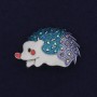 Hedgehog Brooch enamel rhinestones gold-tone 39x29mm+