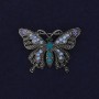 Butterfly Brooch with Crystals, Silvery Metal 41x30mm +