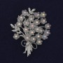 Flower Brooch with Colorful Rhinestones, 40x48 mm +/- Silver Metal