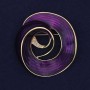 Accent Brooch with Purple Enamel and Purple Crystals, Gold-Tone Metal, 48x45mm+