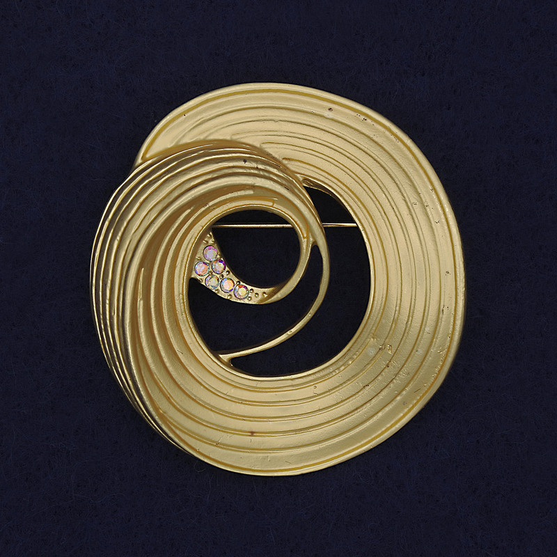 Brooch 'Accent' — Golden Pearlescent with Iridescent Rhinestones