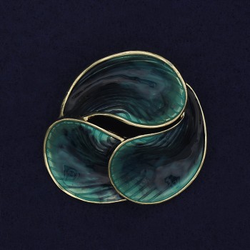 Brooch Accent green enamel gold-tone metal 44 mm+