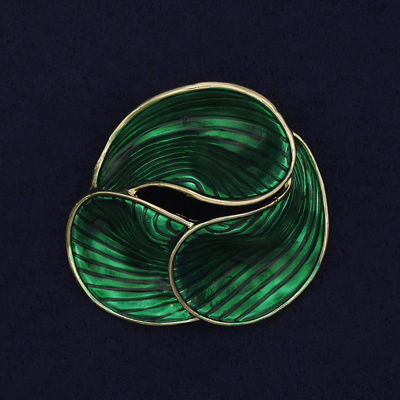 Brooch Accent green enamel gold-tone metal 44mm+